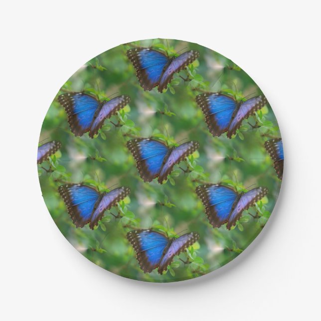 Blue Butterfly Paper Plates (Front)