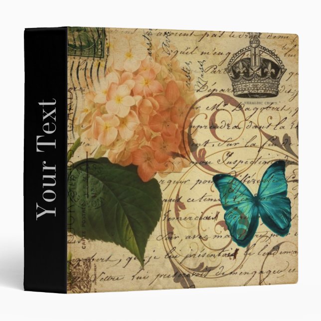 blue butterfly paris scripts french botanical binder (Front/Spine)