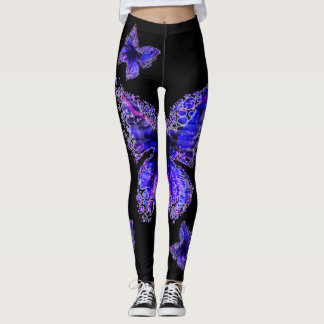 Blue Butterfly pattern elegant design , Leggings