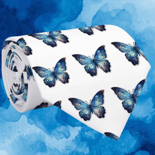 Blue Butterfly Pattern Neck Tie (Creator Uploaded)