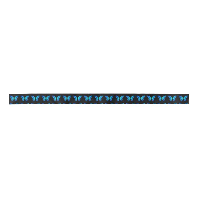 Blue Butterfly Pattern Satin Ribbon