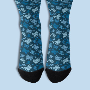 Blue butterfly pattern socks