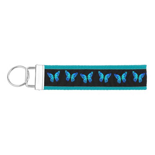 Blue Butterfly Pattern Wrist Keychain