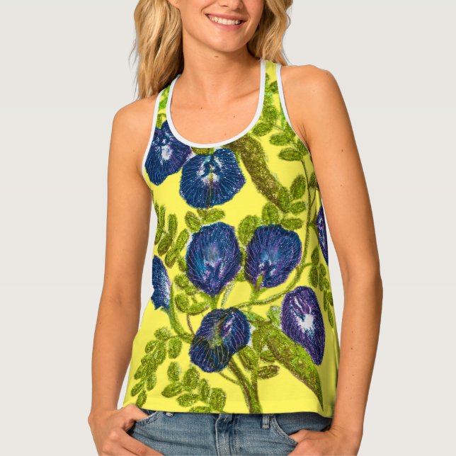 blue butterfly pea Women's Tank Top (Front)