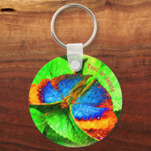 Blue Butterfly Pencil Art Personalized Keychain