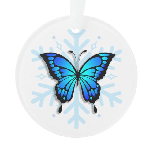 Blue Butterfly Personal Message Christmas Keepsake Ornament