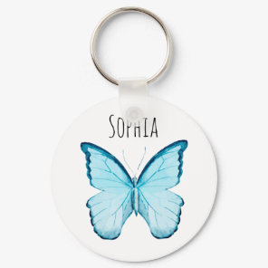 Blue Butterfly Personalized Name Template Keychain
