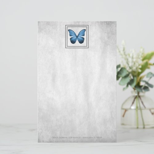 Blue Butterfly Personalized Stationery