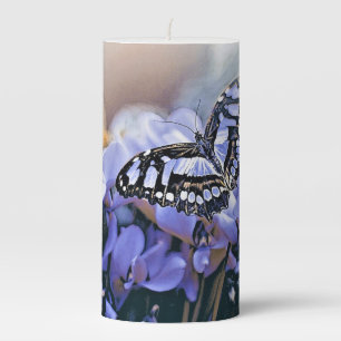 Blue Butterfly Pillar Candle