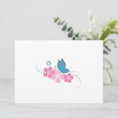 blue butterfly, pink flowers (Standing Front)