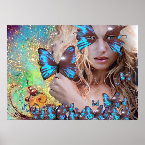 BLUE BUTTERFLY POSTER
