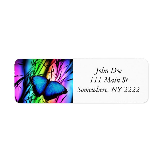 Blue Butterfly Rainbow Label (Front)