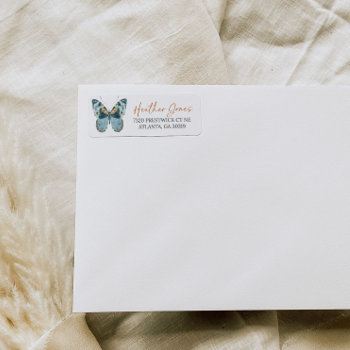 Blue Butterfly Return Address Label by SugSpc_Invitations at Zazzle
