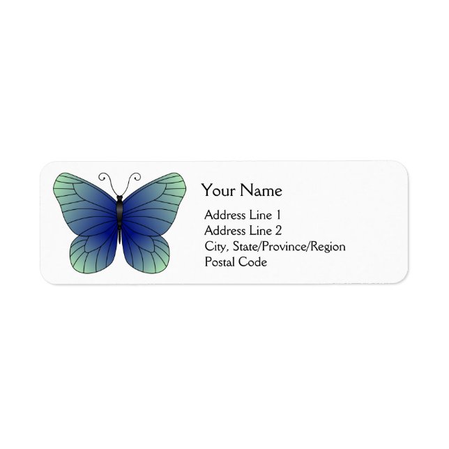 Blue Butterfly Return Address Labels (Front)