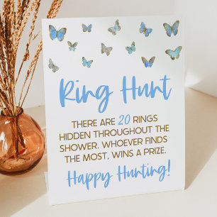 Blue Butterfly Ring Hunt Bridal Shower Game Pedest Pedestal Sign