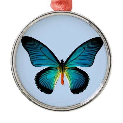 Blue Butterfly Round Ornament