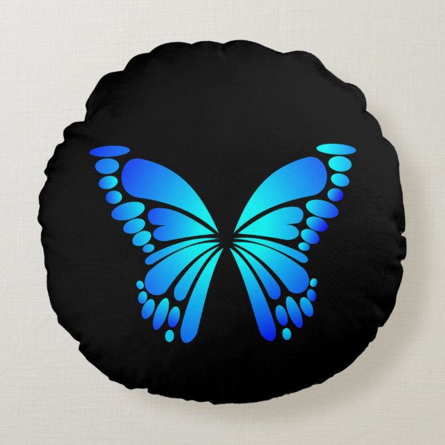 Blue Butterfly Round Pillow