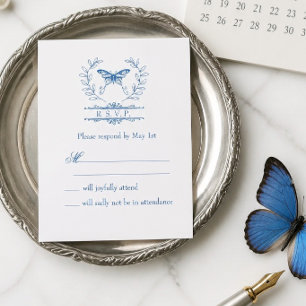 Blue Butterfly RSVP Wedding Response Card