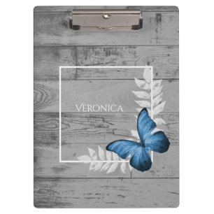 Blue Butterfly Rustic Clipboard