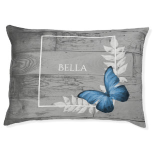 Blue Butterfly Rustic Dog Bed