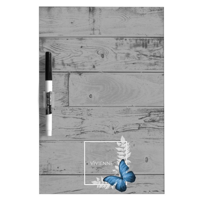 Blue Butterfly Rustic Dry Erase Board (Front)