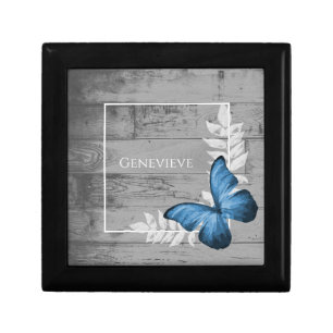 Blue Butterfly Rustic Gift Box
