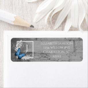 Blue Butterfly Rustic Label