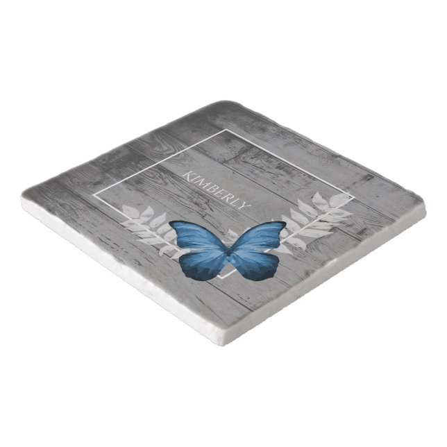 Blue Butterfly Rustic Trivet (Corner)