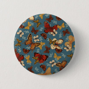 blue Butterfly seamless pattern Button