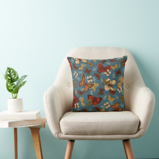 blue Butterfly seamless pattern Throw Pillow
