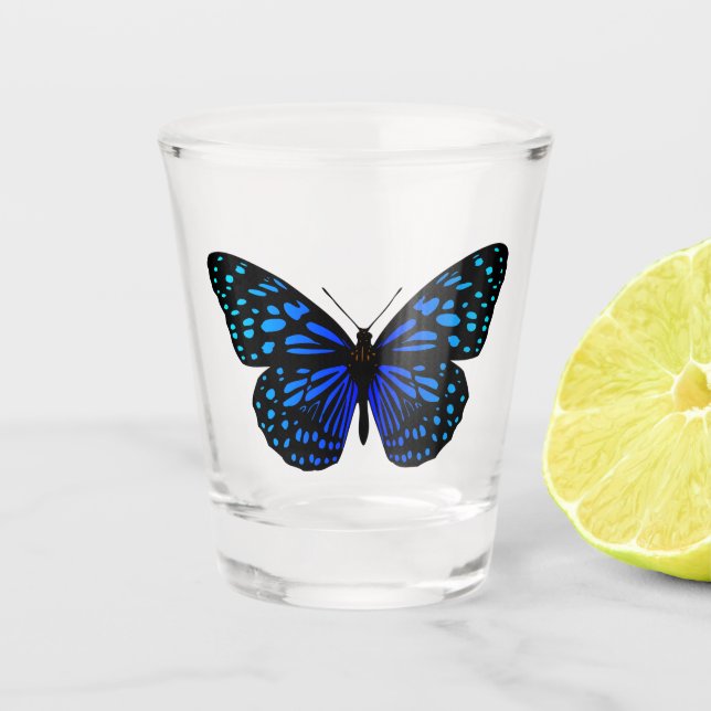 Blue Butterfly Shot Glass (Front)