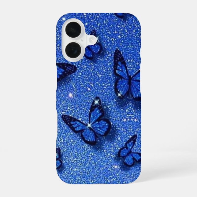 Blue Butterfly Sparkle Glitter Aesthetic iPhone Case (Back)