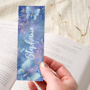 Blue Butterfly Sparkle Glitter Bookmarks