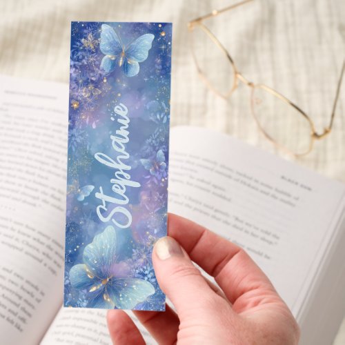 Custom Accessories 19 Blue Butterfly Sparkle Glitter Bookmarks