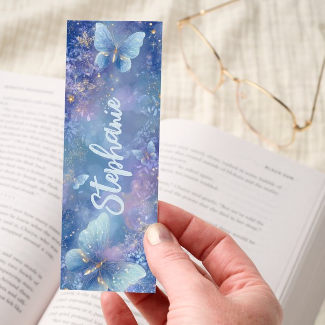 Blue Butterfly Sparkle Glitter Bookmarks (Hand)