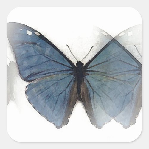 Blue Butterfly Square Sticker