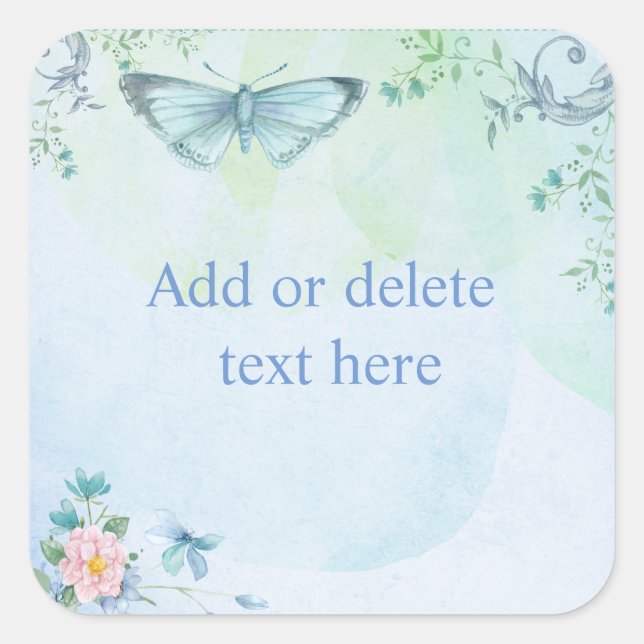 Blue Butterfly Square Sticker (Front)