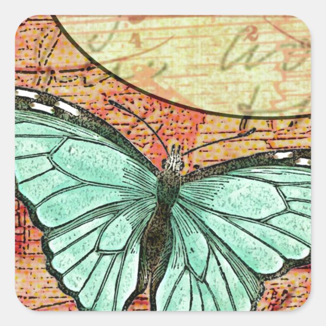 Blue Butterfly Square Sticker (Front)