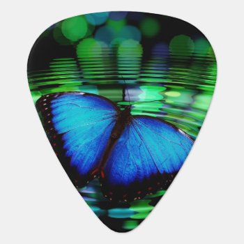 Blue Butterfly Standard Guitar Pick by Shopia at Zazzle