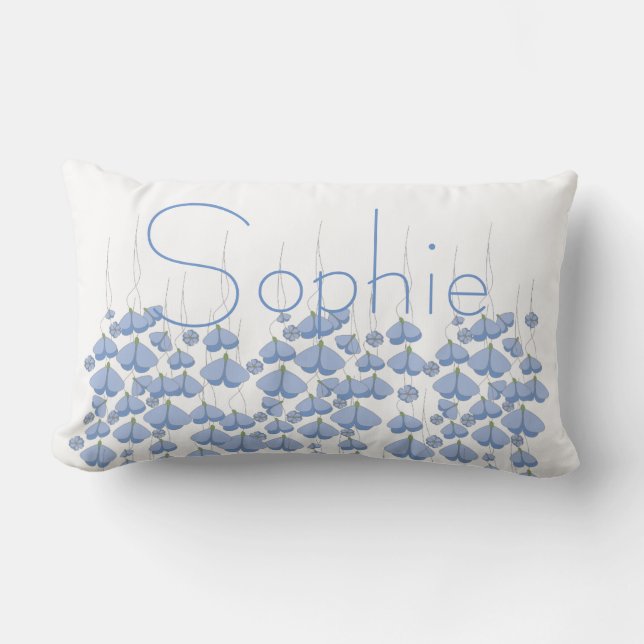 Blue Butterfly Swarm Custom Lumbar Pillow (Front)