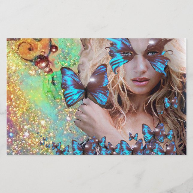 BLUE BUTTERFLY SWEET SIXTEEN PARTY STATIONERY (Front)