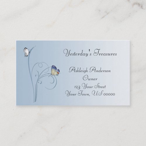 Blue Butterfly Swirls Business Card