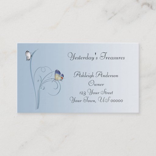 Customizable Blue Butterfly Swirls Business Card