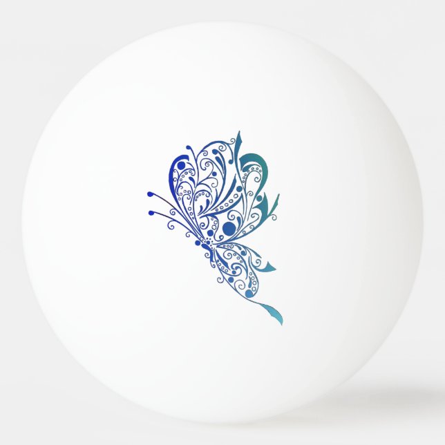 Blue Butterfly Tattoo Ping Pong Ball (Front)