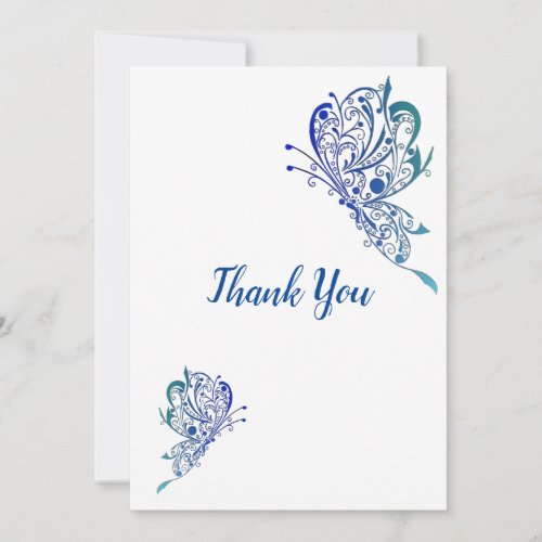 Blue Butterfly Tattoos Thank You Card