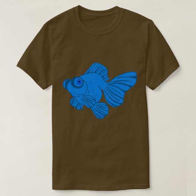Blue Butterfly Telescope Goldfish T-Shirt (Design Front)