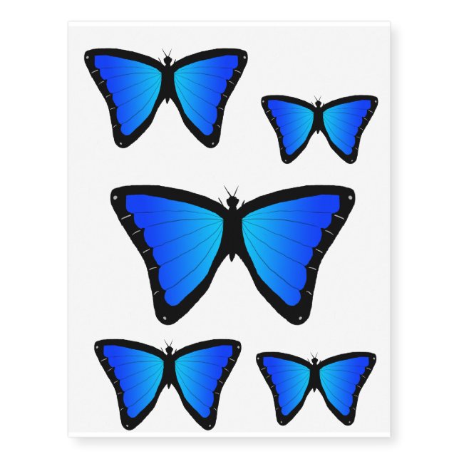Blue butterfly temporary tattoos (Front)