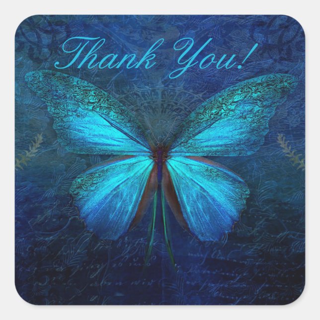 Blue Butterfly Thank You Sticker (Front)
