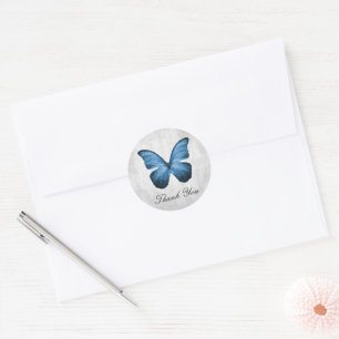 Blue Butterfly Thank You Stickers