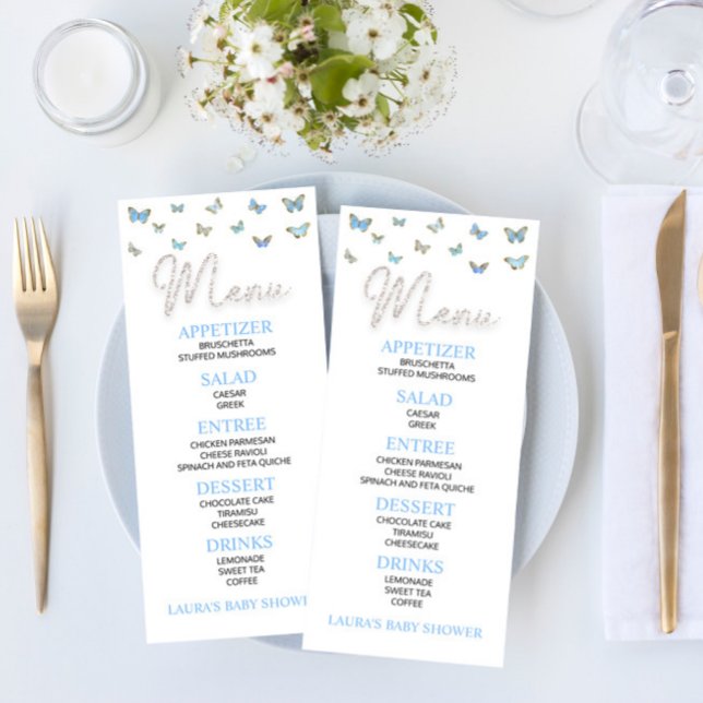 Blue Butterfly Themed Baby Shower Food Menu (Creator Uploaded)